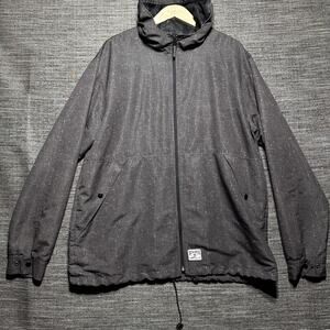 DC Shoe Co Jacket Men's XL Brown Crosshatch Zip Atlas Windbreaker Rain Hooded